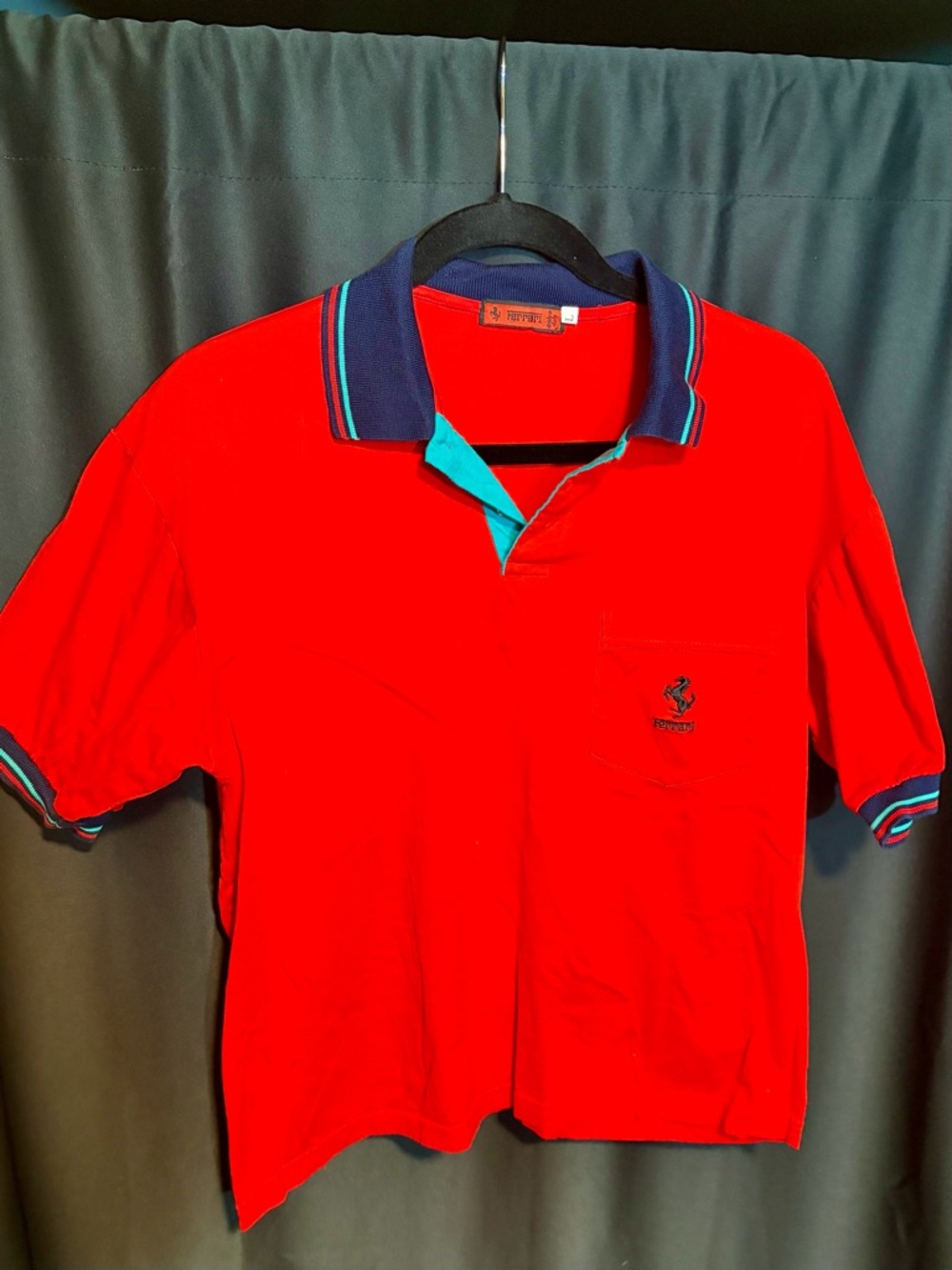Ferrari Red Polo with Navy and Teal Trim